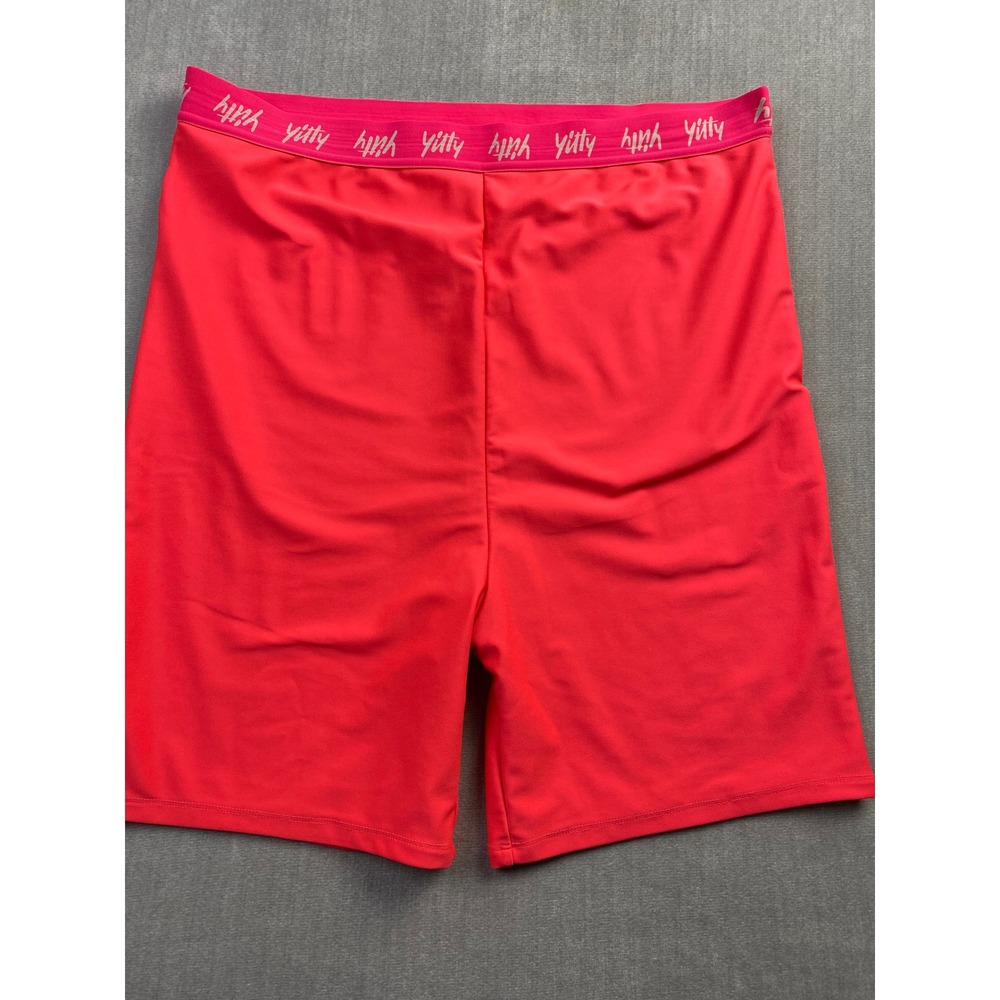 Yitty Lizzo Major Label Neon Pink Biker Shorts Logo Waistband Womens Size XL